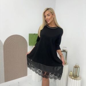 Paparazzi Black Lace Trim Mini Dress